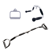 Cable Attachment Pack B - Stirrup, Multi-Purpose bar, Rubber Lat Pulldown D-Handle